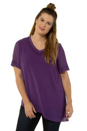 Ulla Popken Tuniek V Hals Dubbellaags Asymmetrische Zoom Korte Mouwen Grote Maten ulla popken kopen in de aanbieding