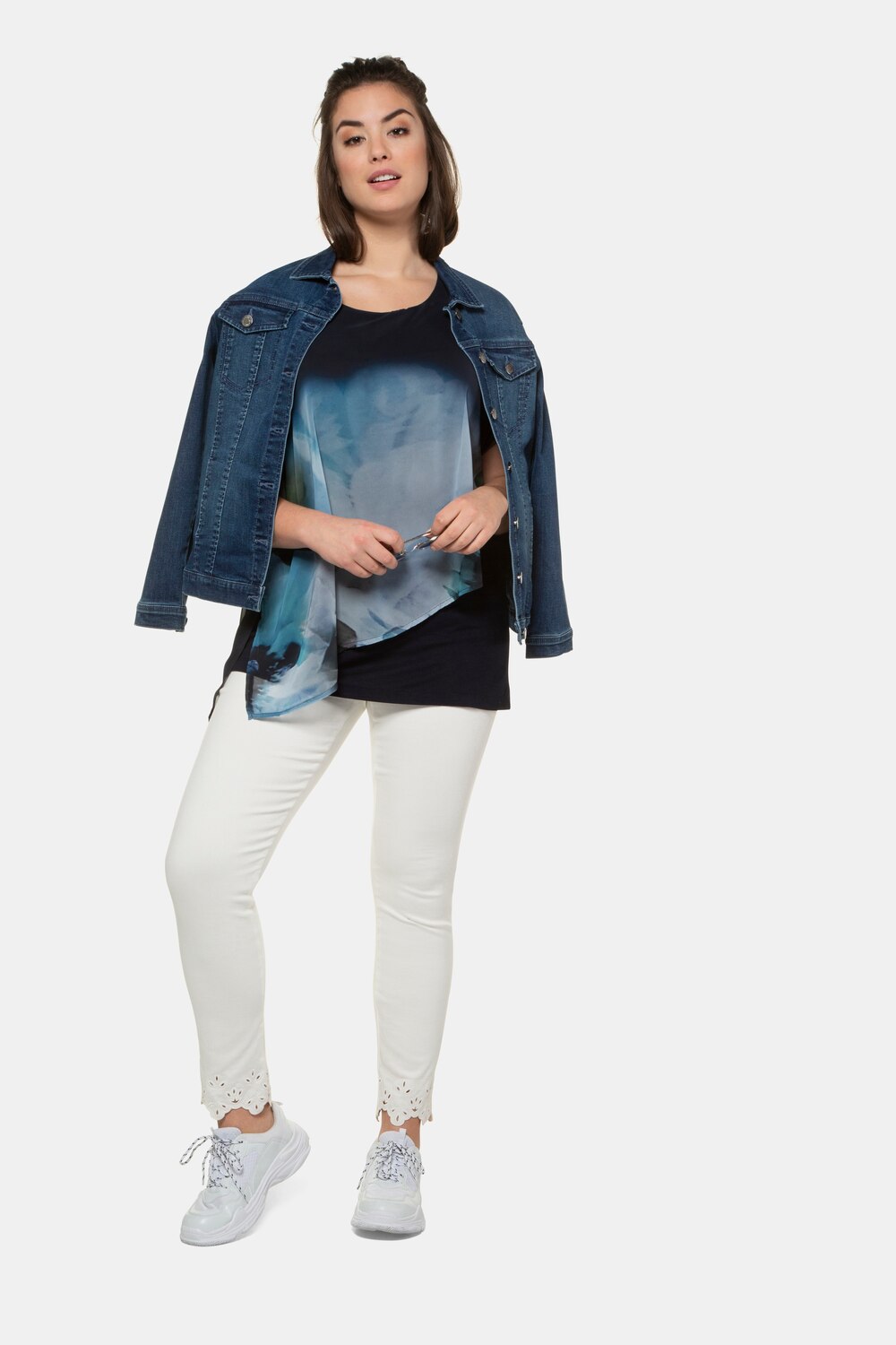 Grote Maten Tuniek, Dames, blauw, Maat: 50/52, Polyester/Viscose, Ulla Popken Grote Maten Tuniek, Dames, blauw, Maat: 50/52, Polyester/Viscose, Ulla Popken
