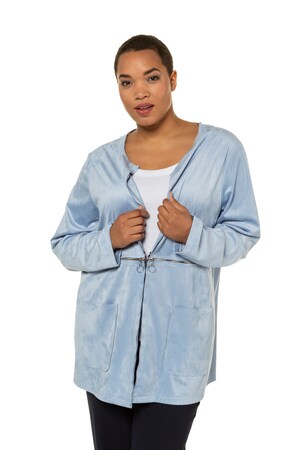 Ulla Popken Jas Lang Model Suede Open 2 Zakken Grote Maten ulla popken kopen in de aanbieding