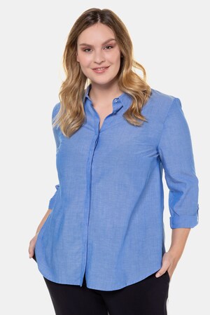 Ulla Popken Hemdbluse, verdeckte Knopfleiste, Krempelriegel - Große Größen