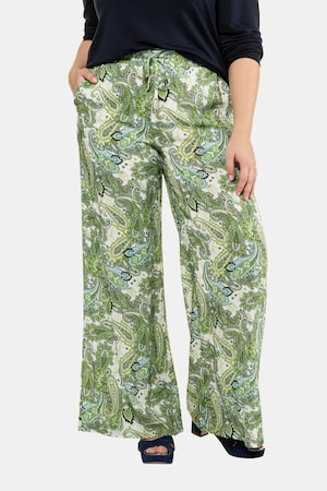Ulla Popken Hose Rose, Paisley-Muster, Elastikbund, Bindeband - Große Größen