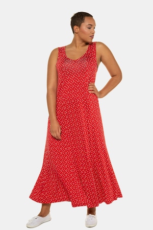 Ulla Popken Jerseykleid, gepunktet, V-Ausschnitt, ärmellos - Große Größen