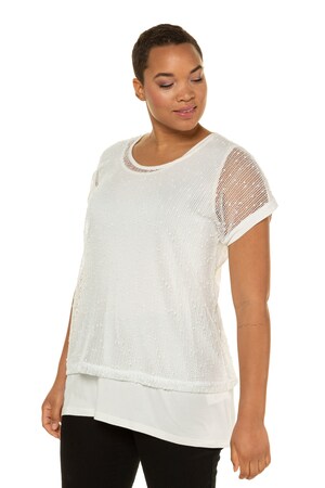 Ulla Popken Shirt Dubbellaags Oversized Schouders Transparante Netstof Pailletten Grote Maten ulla popken kopen in de aanbieding Ulla Popken Shirt Dubbellaags Oversized Schouders Transparante Netstof Pailletten Grote Maten ulla popken kopen in de aanbieding