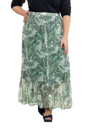 Ulla Popken Rok Wijd Uitlopend Paisleydessin Volantzoom Elastische Band Grote Maten ulla popken kopen in de aanbieding