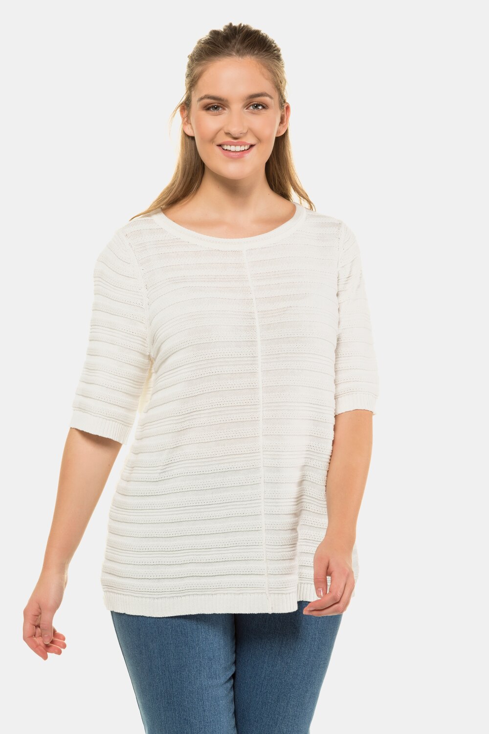 Grote Maten Pullover, Dames, wit, Maat: 54/56, Katoen, Ulla Popken Grote Maten Pullover, Dames, wit, Maat: 54/56, Katoen, Ulla Popken