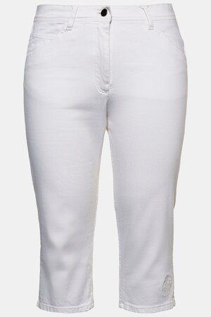 Ulla Popken Jeans, Caprilänge, Blütenstickerei, gerader Schnitt - Große Größen