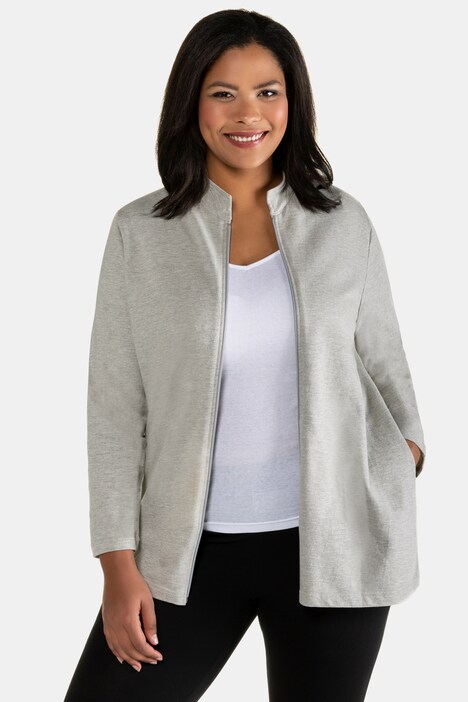 Mandarin Collar Zip Cotton Long Sleeve 