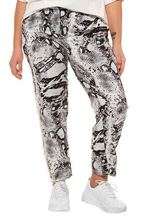 Studio Untold Ulla Popken Broek Slangenprint Galonstrepen Bandplooi Grote Maten studio untold kopen in de aanbieding