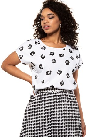 Studio Untold Ulla Popken Shirt Oversized Schouders Luipaarddessin Korte Mouwen Grote Maten studio untold kopen in de aanbieding