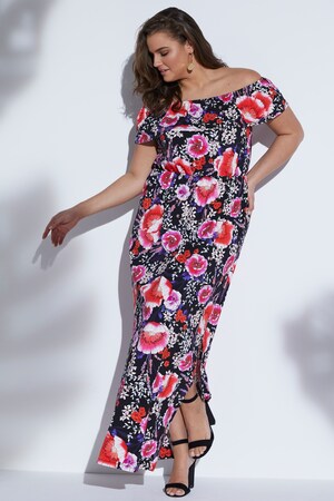 Ulla Popken Printkleid mit Volant, Off-Shoulder - Große Größen