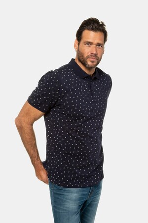 Ulla Popken Poloshirt, gemusterter Piqué, Halbarm - Große Größen