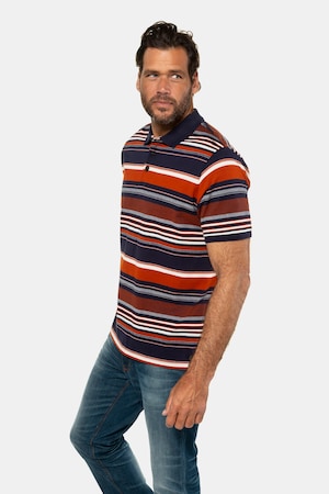 Ulla Popken Poloshirt, geringelter Piqué, Halbarm - Große Größen
