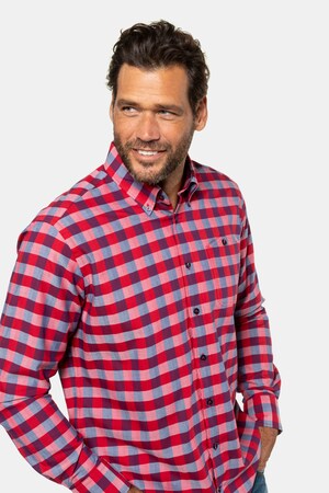 Duże rozmiary Koszula w kratkę, mężczyzna, rozgrzana lawa, rozmiar: XL, bawełna, JP1880