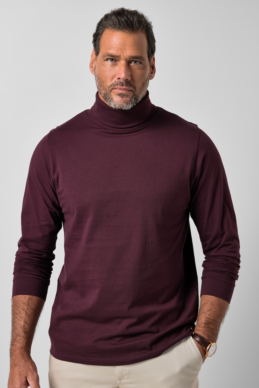 Rollkragen-Shirt, Basic, Jersey, lange Ärmel, bis 7 XL