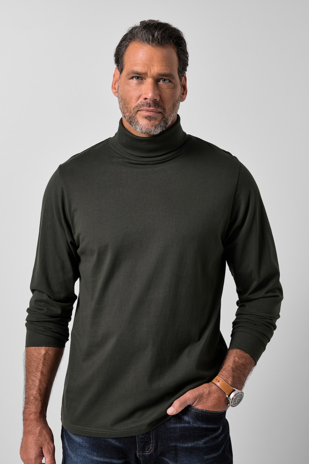 Rollkragen-Shirt, Basic, Jersey, lange Ärmel, bis 7 XL