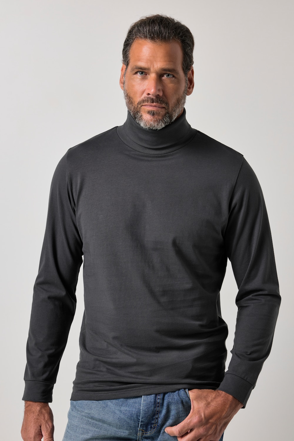 Rollkragen-Shirt, Basic, Jersey, lange Ärmel, bis 7 XL