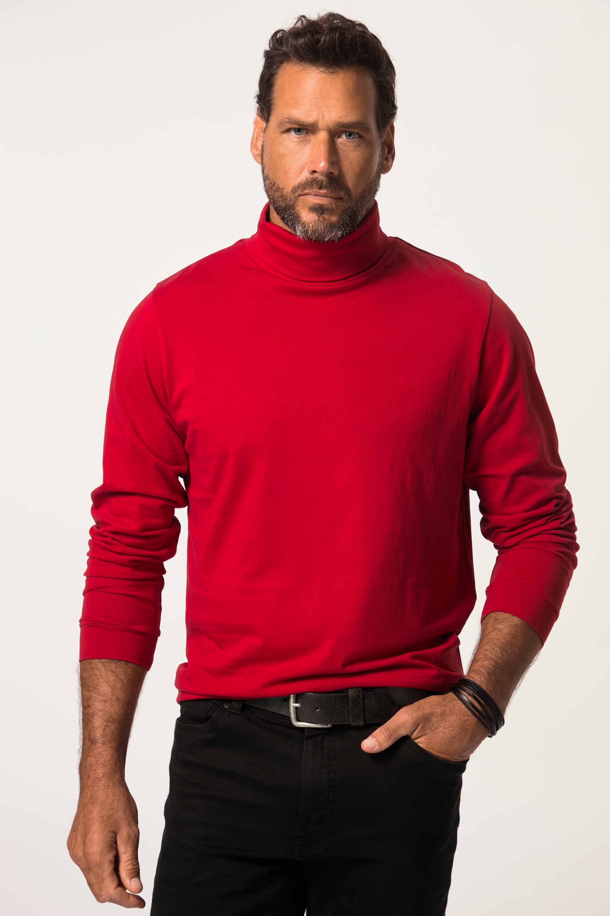 JP 1880 Herren große Größen JP1880 Rollkragen Shirt Basic Jersey lange Ärmel