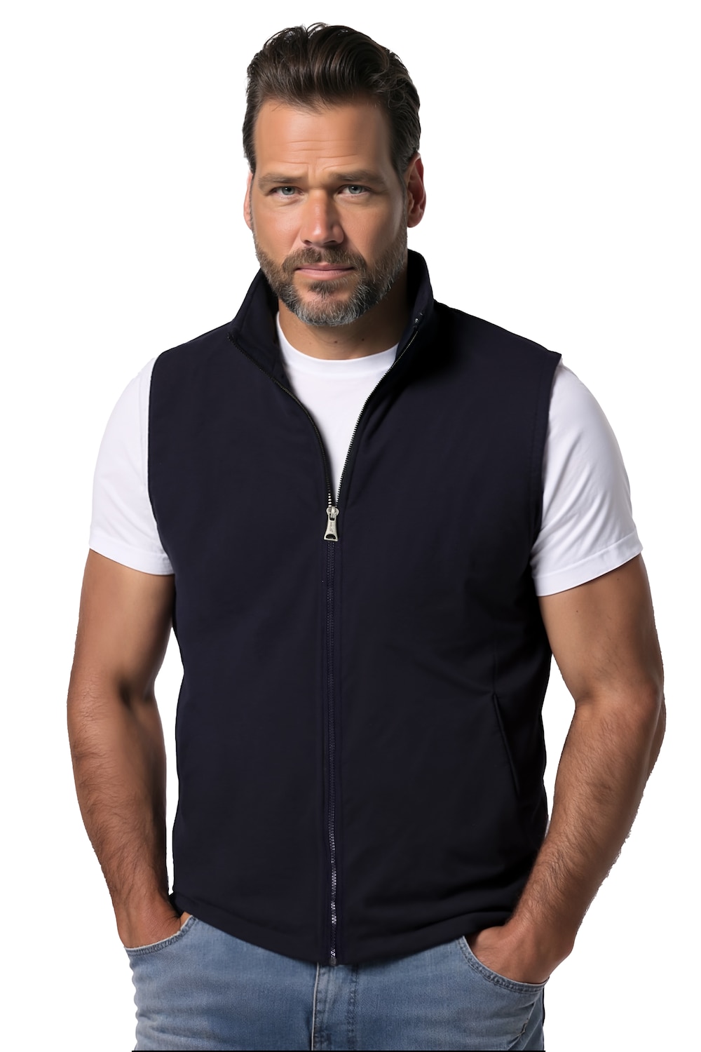 Stora storlekar Fleeceväst, Her, svart, storlek: 4XL, Polyester, JP1880