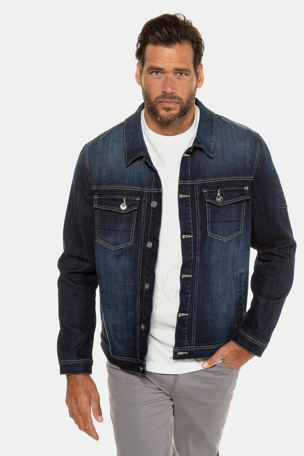 Grote Maten jeansjack FLEXNAMIC®, Heren, blauw, Maat: L, Katoen, JP1880 Grote Maten jeansjack FLEXNAMIC®, Heren, blauw, Maat: L, Katoen, JP1880