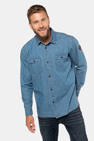 Ulla Popken Jeanshemd, Kontrastnähte, Modern Fit - Große Größen