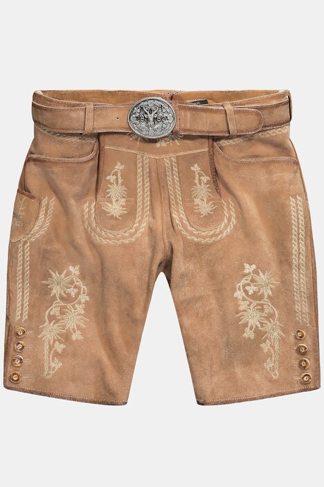 Pantalon Bavarois En Cuir De Chèvre Fabian - Broderie Traditionnelle, Ceinture Incluse