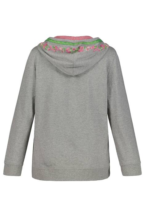Sweatjacke, Trachten Look, KaroZierband, Langarm | alle Sweatshirt, Zierperlen, Regular, innen kuschelig angeraut