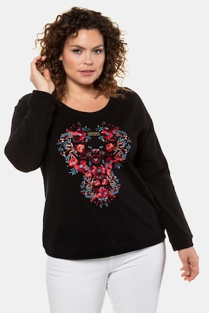 Ulla Popken Sweatshirt, Blütenstickerei, Classic, Langarm - Große Größen
