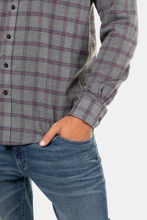 Duże rozmiary Flanelowa koszula w kratkę, mężczyzna, szara, rozmiar: XL, bawełna/poliester, JP1880