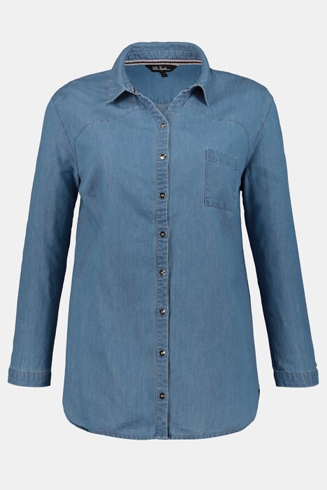 Longbluse Denim Optik Western Nähte Lyocellanteil Alle Blusen Blusen 1072