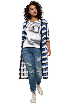 Studio Untold Ulla Popken Vest Open Oversized Model Transparant Breisel Grote Maten studio untold kopen in de aanbieding