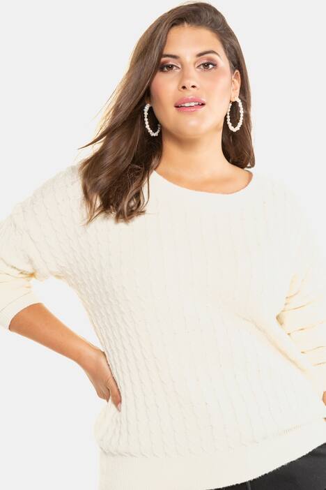 ULLA POPKEN Pullover mit Kragen offwhite NEU