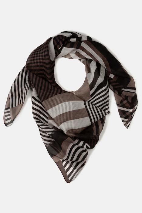 Black Striped Square Silk Scarf