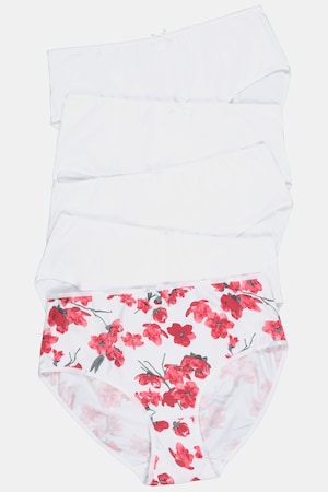 Ulla Popken Slips, 5er-Pack, weiß / Aquarellblüten - Große Größen