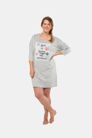 Ulla Popken Longshirt, Statement-Motiv, 3/4-Arm - Große Größen
