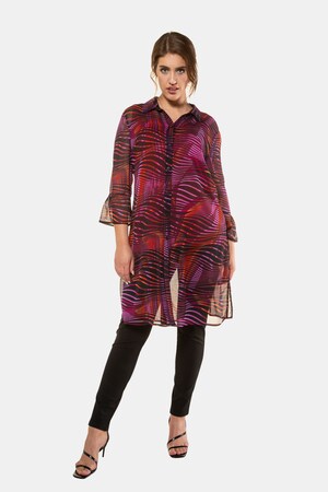 Ulla Popken Longbluse, Wellen-Design, Chiffon, selection - Große Größen