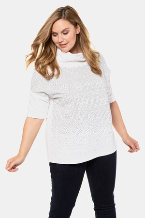 Ulla Popken Sweatshirt, Glitzersteine, Oversized, weiter Rollkragen - Große Größen