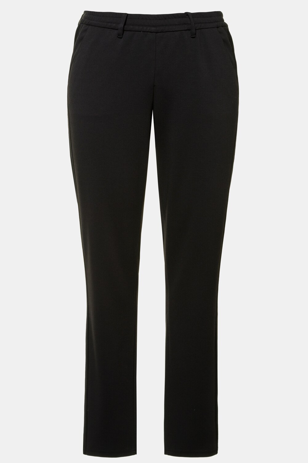 Plus Size Velour Stripe Ponte Knit Sienna Fit Slim Leg Pants, Woman, black, size: 28/30, polyester/viscose, Ulla Popken
