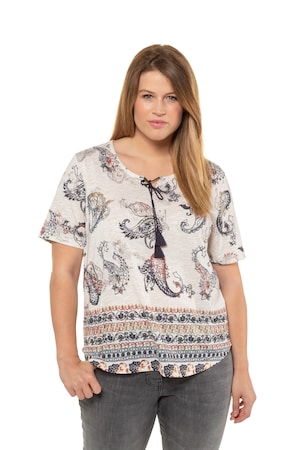 Ulla Popken Shirt Regular Gevlamde Jersey Paisleydessin Grote Maten ulla popken kopen in de aanbieding