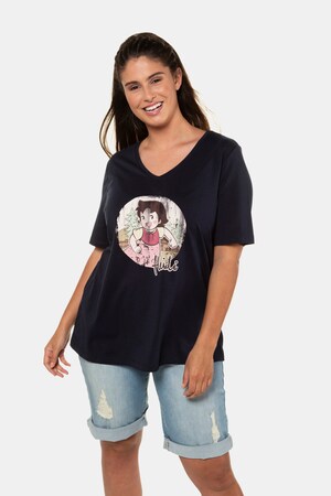 Ulla Popken T-Shirt, Heidi-Motiv, Classic, Used-Optik - Große Größen