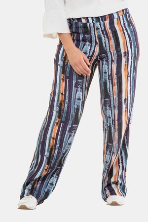 Ulla Popken Hose Mary, Pinselstrich-Design, weites Bein, Gummibund - Große Größen