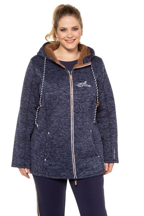 Strickfleece Jacke, meliert, Kordel, Kapuze | Fleecejacken Fleecejacken von Ulla Popken für Frauen günstig online