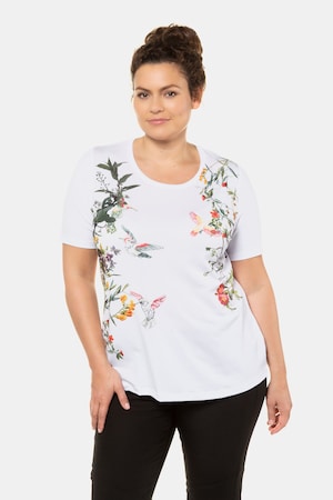 Ulla Popken T-Shirt, Blüten-Kolibri-Motiv, Classic - Große Größen
