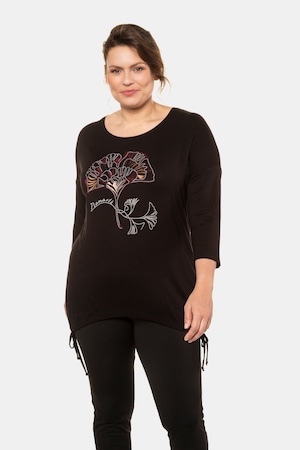 Ulla Popken Yogashirt, Gingko-Motiv, Regular, Saumbänder - Große Größen