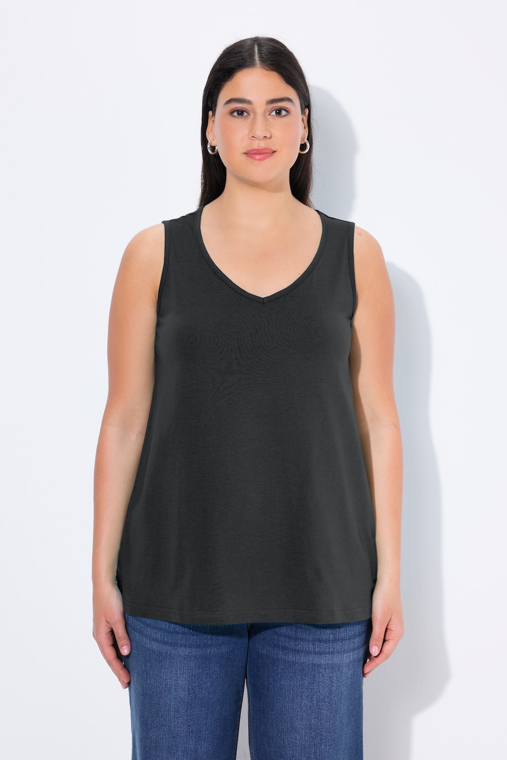 Große Größen Top, Damen, schwarz, Größe: 42/44, Baumwolle, Ulla Popken