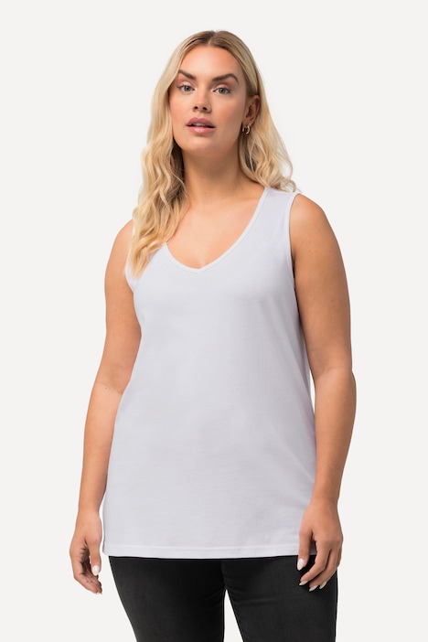 Débardeur en pur coton, col en V, coupe Classic Fit