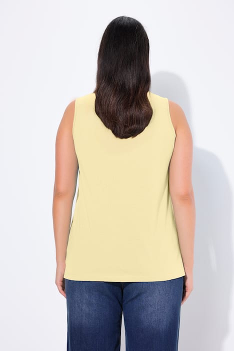 Top, dekolt w serek, klasyczny krój, bez rękawów