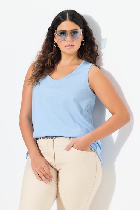 Débardeur en pur coton, col en V, coupe Classic Fit