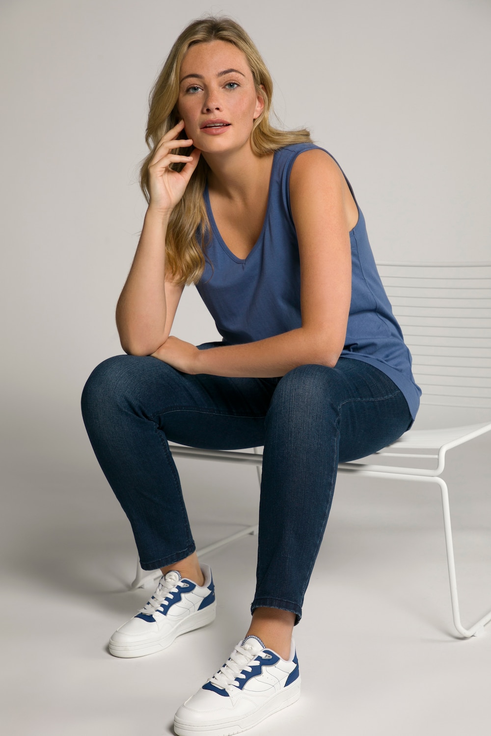 Grote Maten top, Dames, blauw, Maat: 58/60, Katoen, Ulla Popken Grote Maten top, Dames, blauw, Maat: 58/60, Katoen, Ulla Popken
