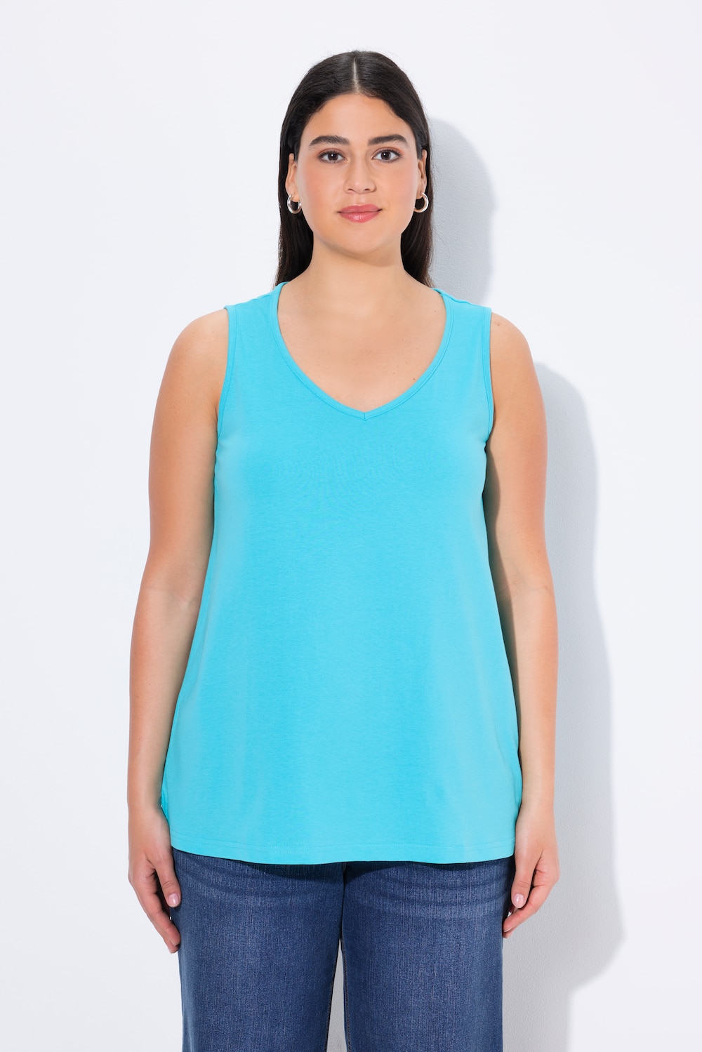 Große Größen Top, Damen, türkis, Größe: 42/44, Baumwolle, Ulla Popken