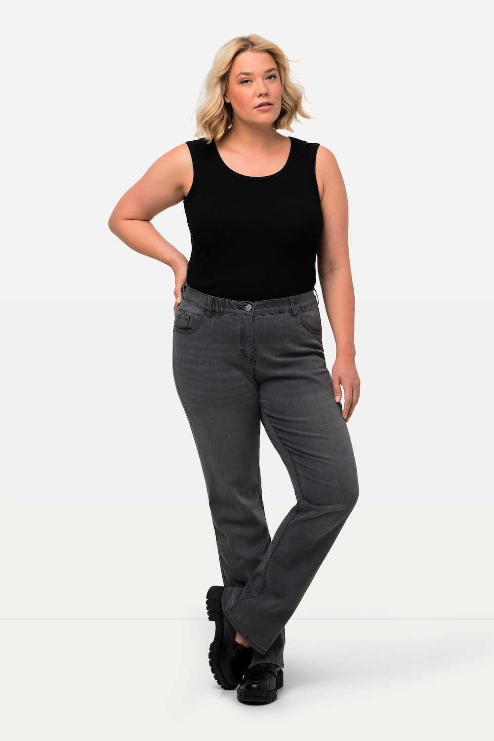 Große Größen Jeans Marie, Damen, beige, Größe: 25, Baumwolle/Polyester/Viskose, Ulla Popken